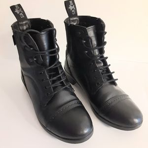 Women's black tie up ankle boots Saxon sz 5 + 1/2